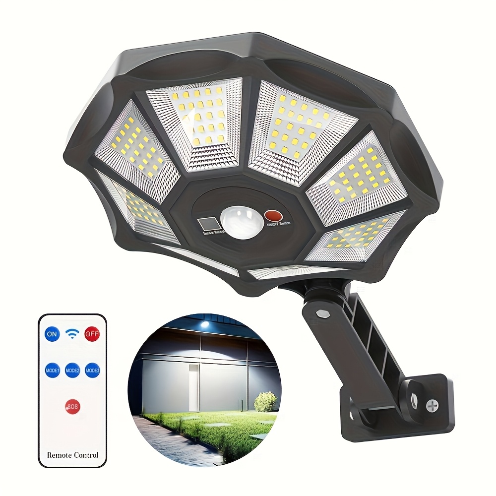 Image of Outdoor Solar Light, 168led 6500k Floodlight Dusk To Dawn, 8-panel Solar Outdoor Light Strip With Motion Sensor, Solar Street Light For Outdoor Use In Gardens, Pools, Garages, And Commercial Lighting