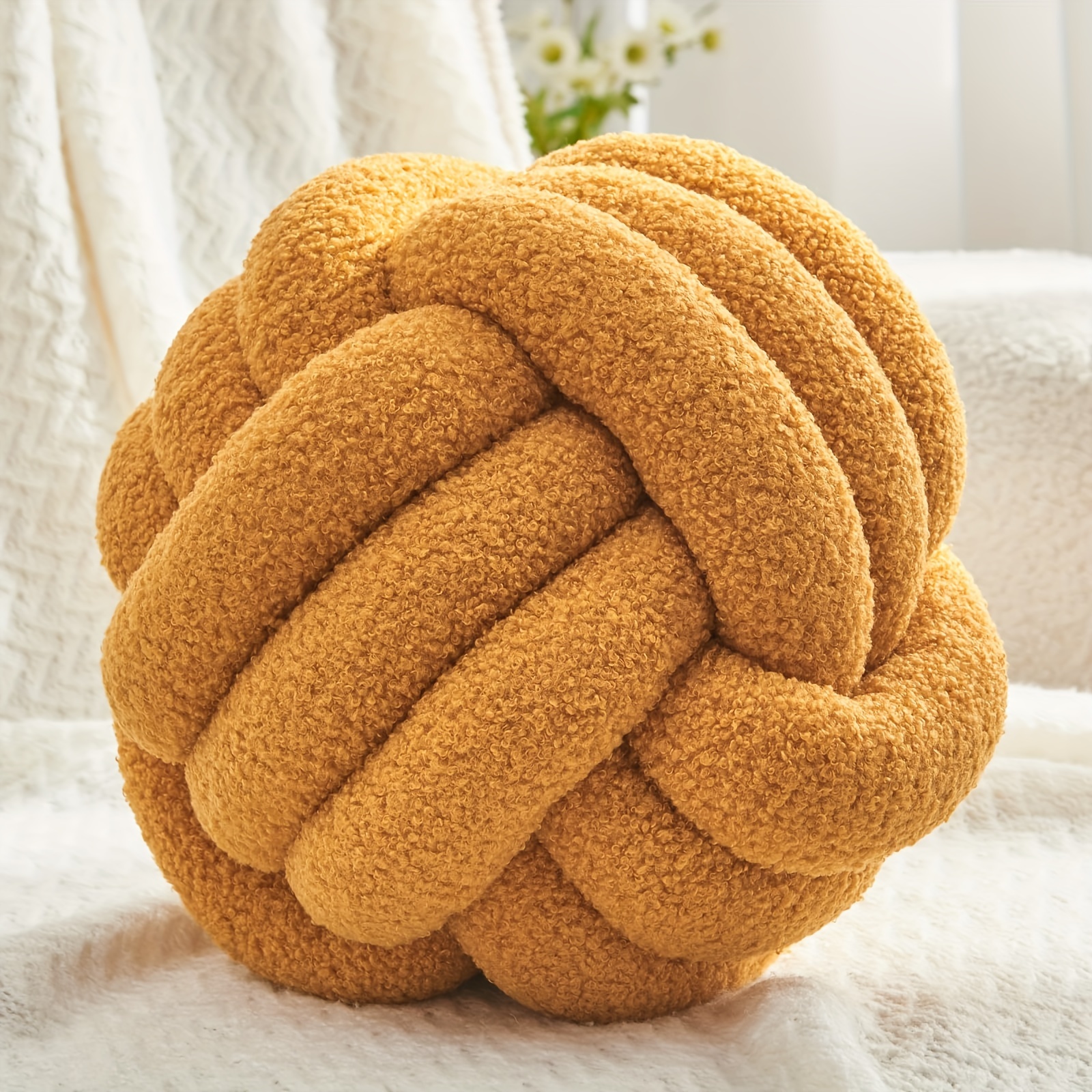 Image of 1pc Round Knot Throw Pillow Home Decorative Ball ,knot Pillow Ball, Knotted Pillow For Living Room Bed Couch Sofa