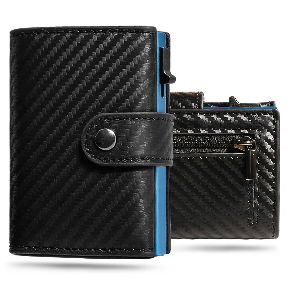 Men'-thin Carbon Fiber Wallet, Large Capacity For 9-12 Cards + Id Window, One-button Card Pop-up. Extremely Lightweight, Perfect For Gifting And Personal Use! A Top For Father's Day Gifts