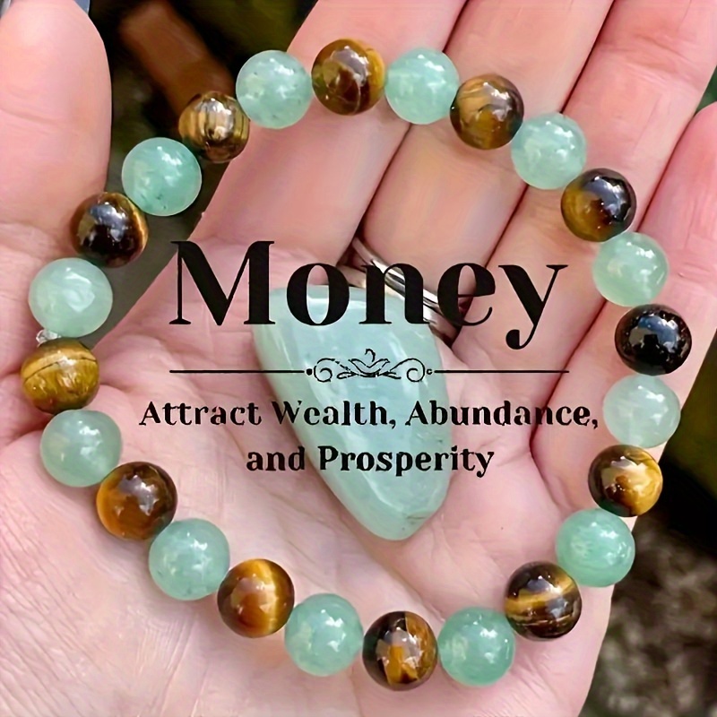 

Bohemian Handcrafted Natural Bracelet - Tiger Eye & Green Aventurine Beads For, & Wealth Attraction