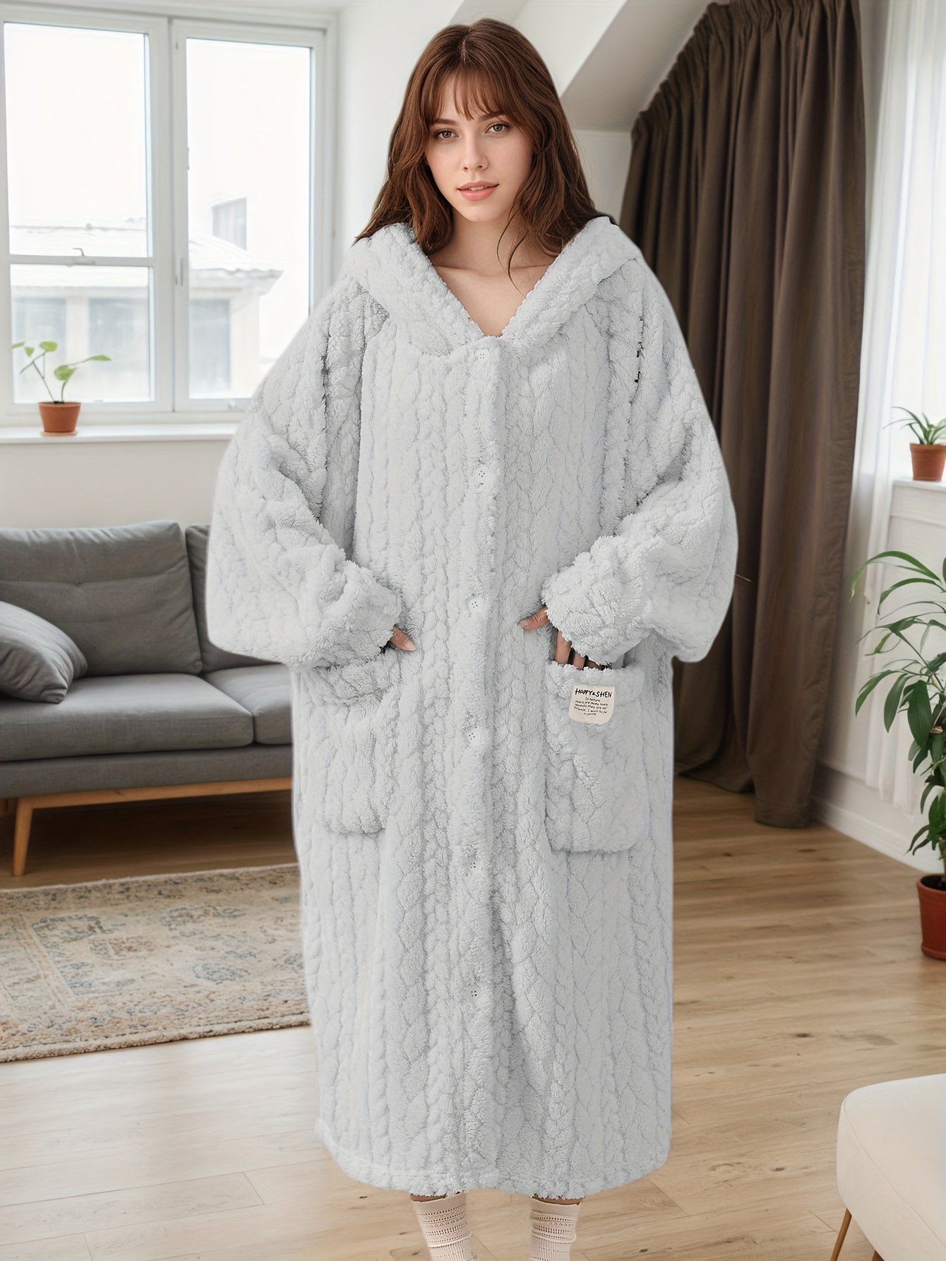 flannel dressing gown ladies fall winter womens loose plus size robe home 40's vintage dressing gown