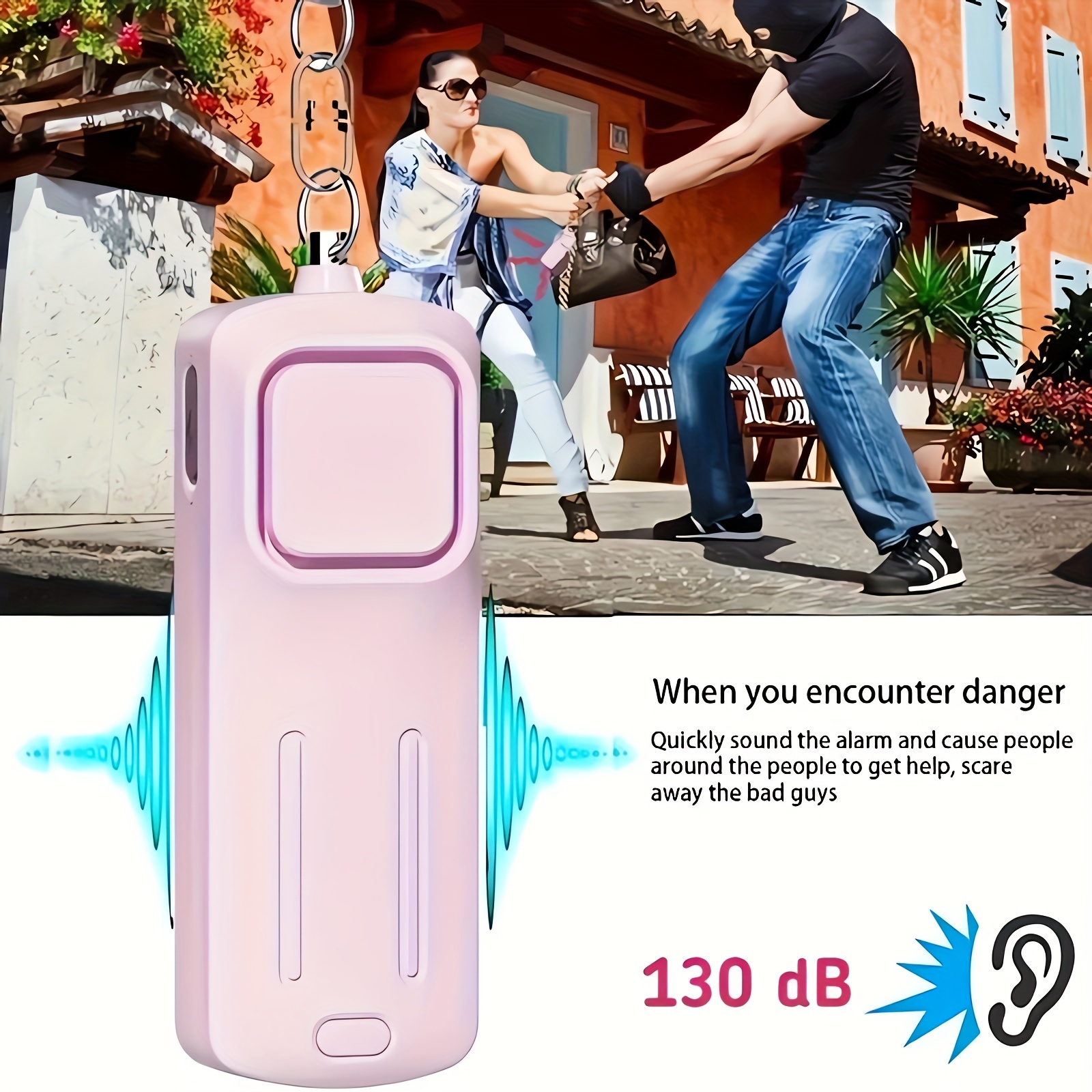 

130db Alarm For Women - Pink, Siren With Screaming , Ideal For Safety And Protection, Gift