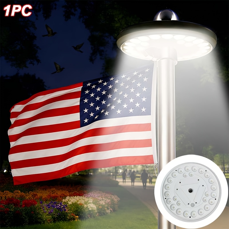 TEMU 136 Led Solar Flagpole Lights With High Brightness, -powered Light For Flagpoles, Featuring Wide-angle Coverage And Ip65 Waterproof Rating,