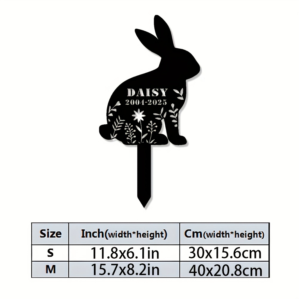 TEMU A Customizable Memorial Metal Insert With Personalized Rabbit Name And Anniversary Date, An Outdoor Self- Text Metal Insert For Yard Decoration