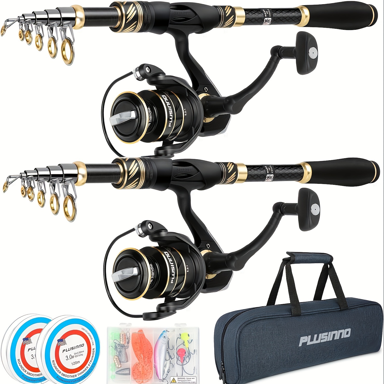 

Plusinno Fishing Pole, Fishing Rod And Reel Combo, Telescopic Fishing Rod Kit With Reel, Collapsible Portable Fishing Pole With Carrier Bag For Freshwater Saltwater Fishing Gifts For Men Women