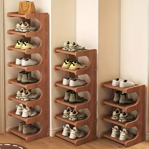4 6 layer bamboo shoe rack free standing shoe storage room decor home decor wardrobe storage shoe and boot storage multi layer bookshelf simple bookshelf desktop bookshelf