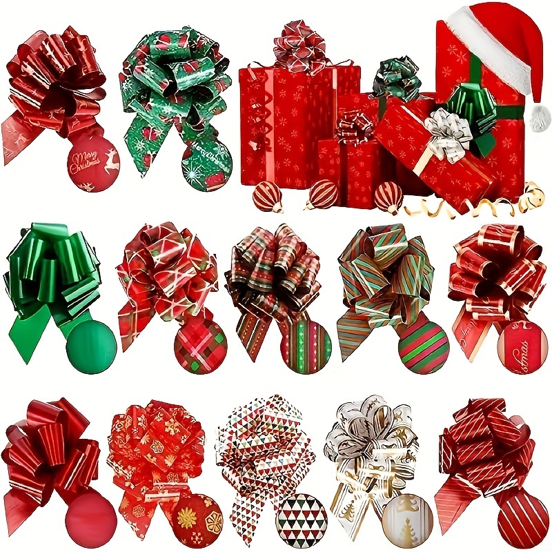 

Christmas Bow Set - 12 5- Plastic Bowknots For Wrapping, Bows For Presents, Decorations, , And Packaging - Mixed Christmas Tree