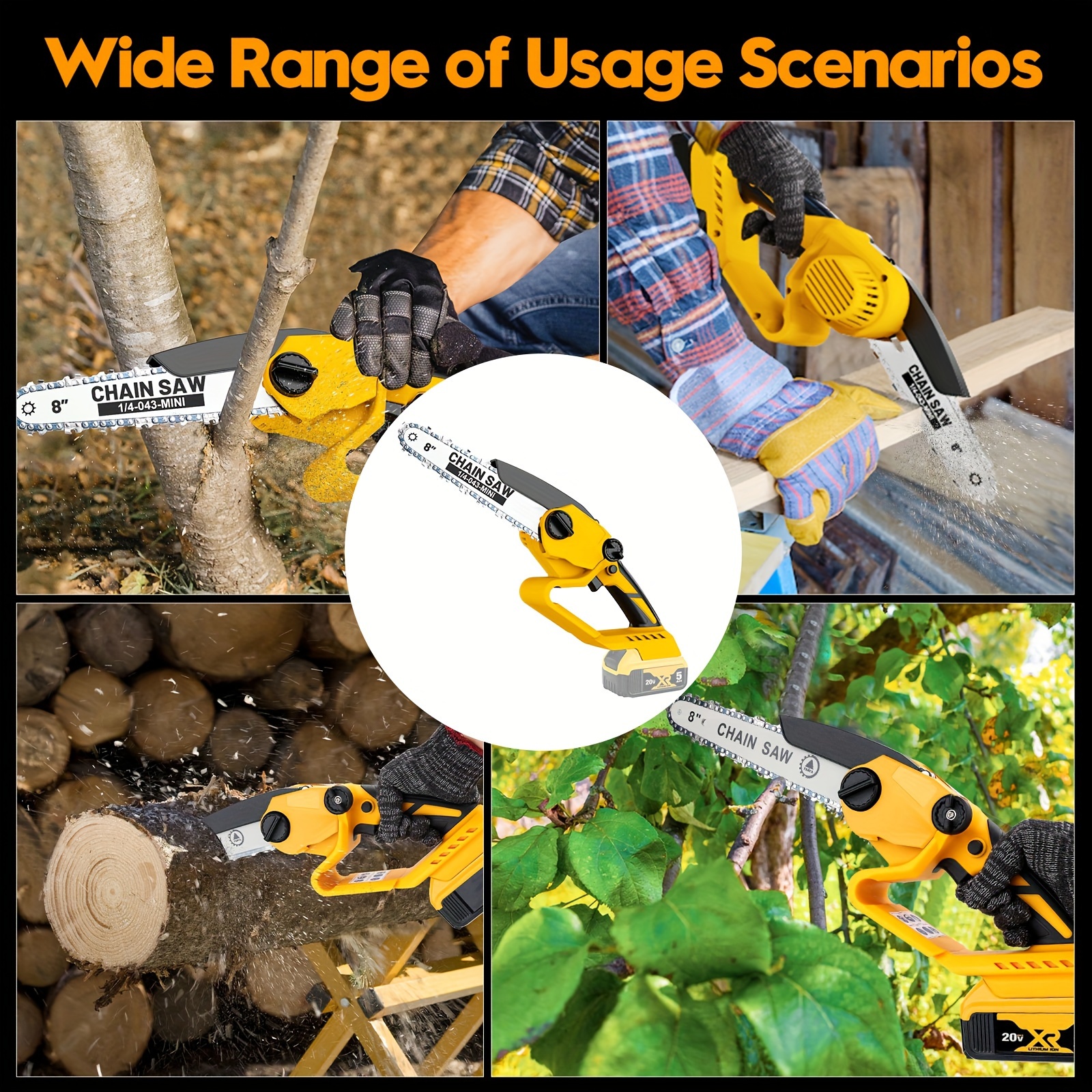 Cordless Mini Chainsaw 8 Inch For Dewalt 20v Powered (no Battery