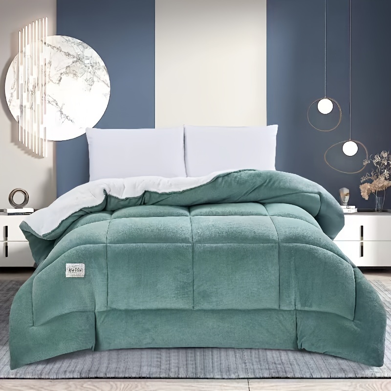 1pc   comforter   quilted   breathable box stitch solid color comforter machine washable bedroom warm autumn and winter comforter details 36