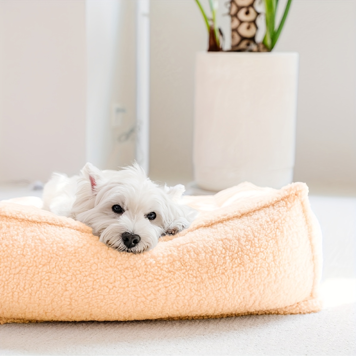 4 season pet bed for small to medium dogs cats washable neck support with removable   plush beige   bed with marble pattern durable lightweight design for   pet bed for dogs   furniture stylish pet accessory comfortable pet furniture Product details 9