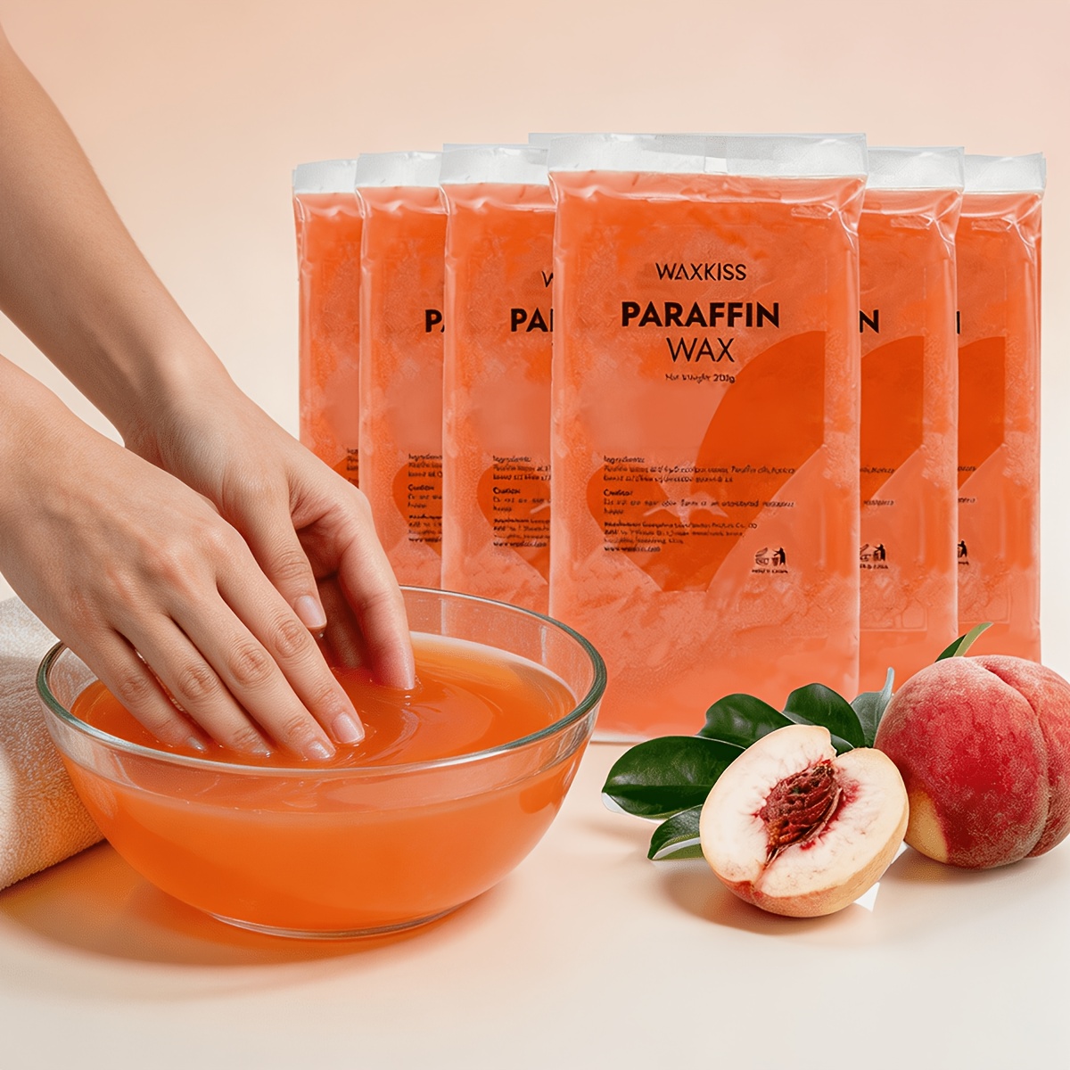 Image of Paraffin Wax For , Peach Scent Paraffin Bath Wax, Winter Hand Foot Skin Care, , 200g Each, Creative Gift For Parents, Thanksgiving & Christmas Gift