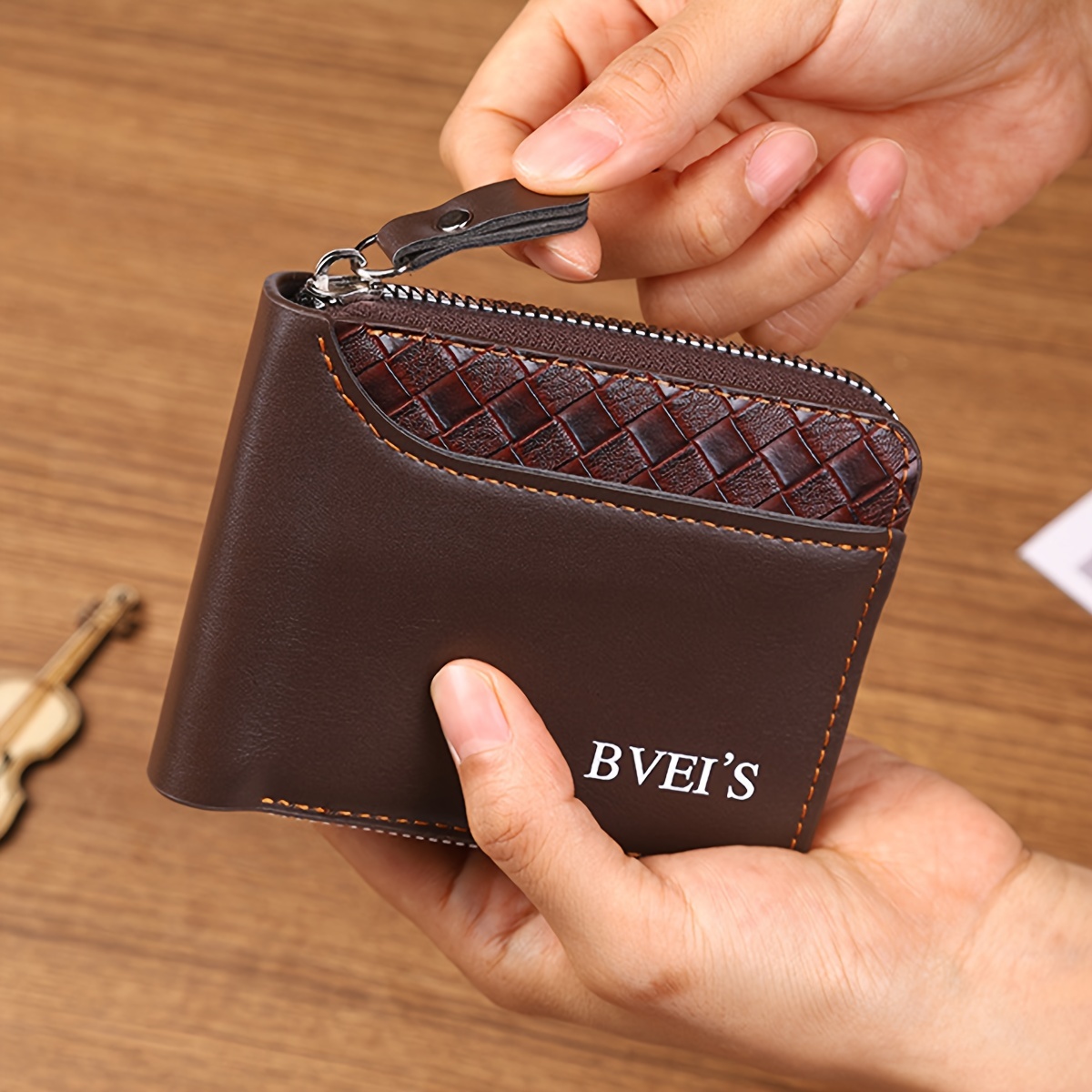 Billetera Varon Cartera De Hombre Con Cierre Billetera De Cuero PU