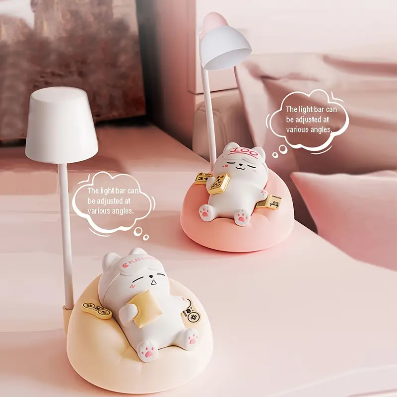 1 soft cat night light usb rechargeable bedside lamp for 3 levels of brightness adjustment bedside light sleep lamp for stress relief lamp for the office holiday gift Product details 5