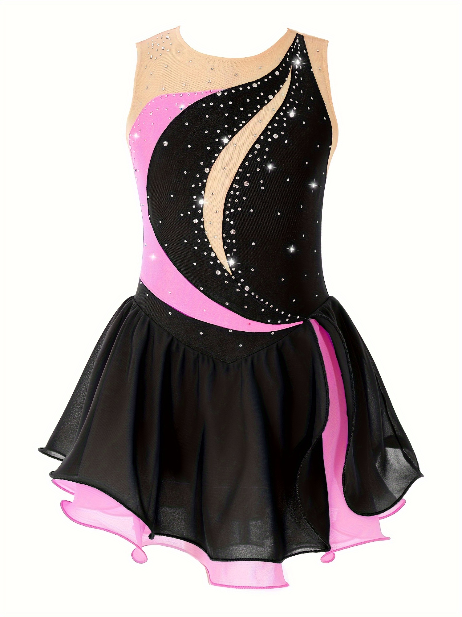 kids girls sleeveless figure skating dress shiny Temu United Kingdom