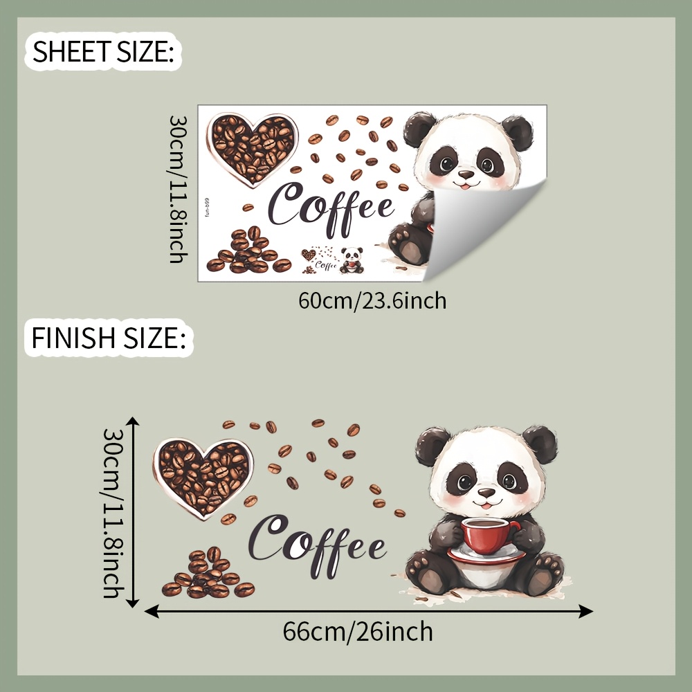 Image of 1pc, Wall Sticker, Coffee Bean Heart-shaped Container, Removable Waterproof Pvc Sticker, For Living Room, Bedroom, Door, Home Decoration, Wall Decoration, 11.8*23.6inch