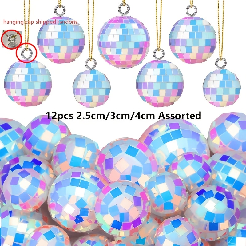 TEMU 12 pz, Ornamenti Natalizi a Sfera da Discoteca Abbagliante, Pendenti Festivi, Decorazioni da Appendere, a Specchio Riflettenti da Appendere