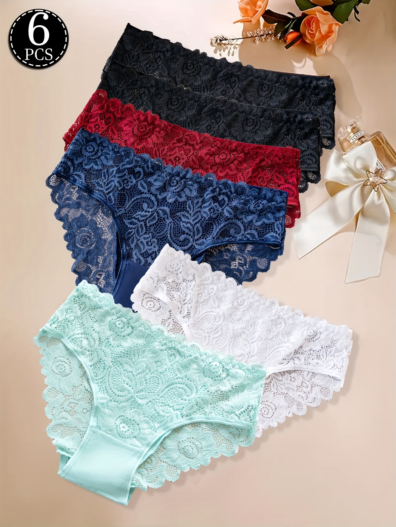 6pcs bragas elegantes encaje mujer ropa interior nylon Temu Ecuador