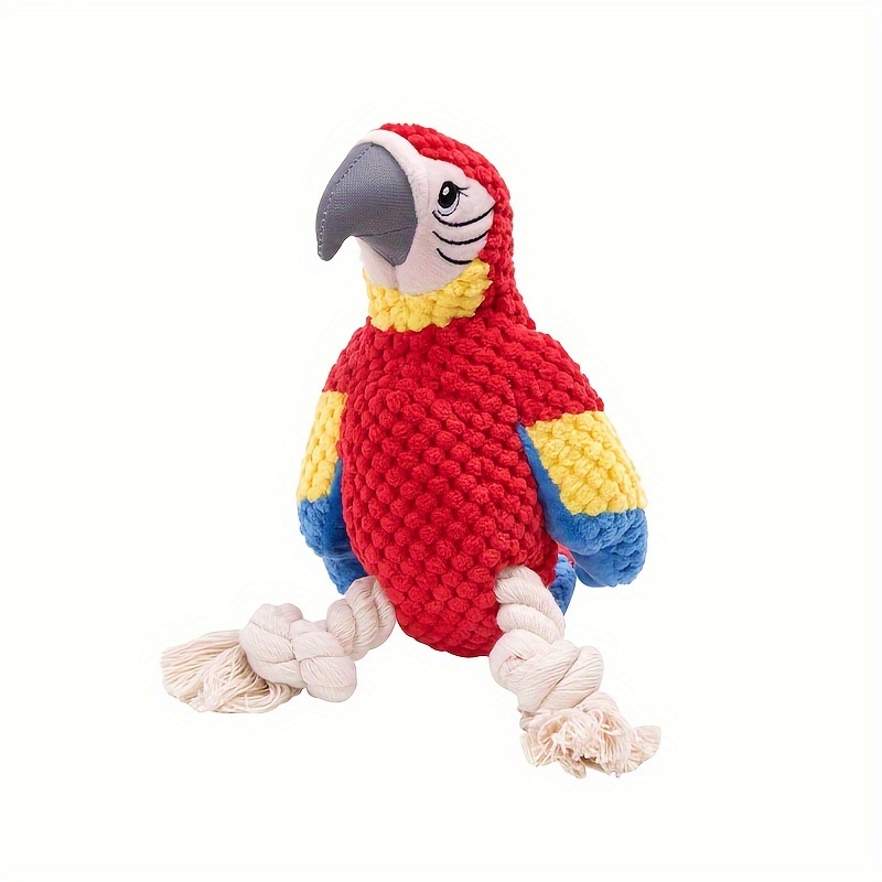 

A Red Parrot-shaped Toy That Makes Sounds And Is To Chew And Clean Their Teeth.