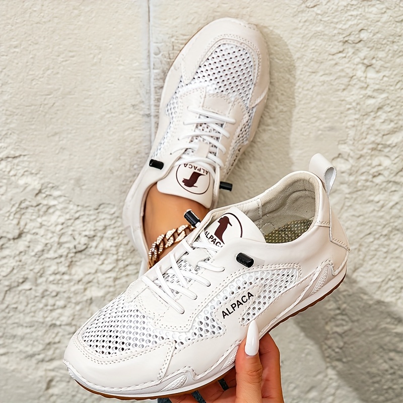 Image of Women's Breathable Mesh Athletic Shoes - Lightweight Slip-resistant Rubber Sole Casual Sneakers, Summer Low-top Lightweight, Plus Size Slip-on, Women Shoes