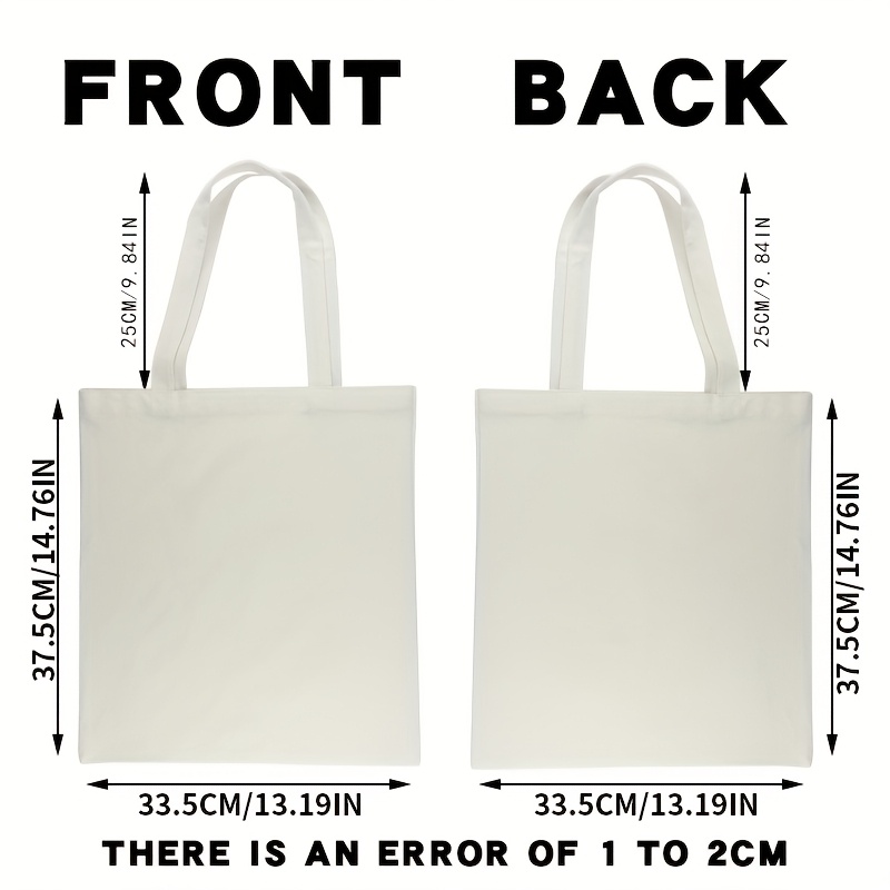 10 Custom Logo/Text White Canvas Tote Bags, Heavy-Duty