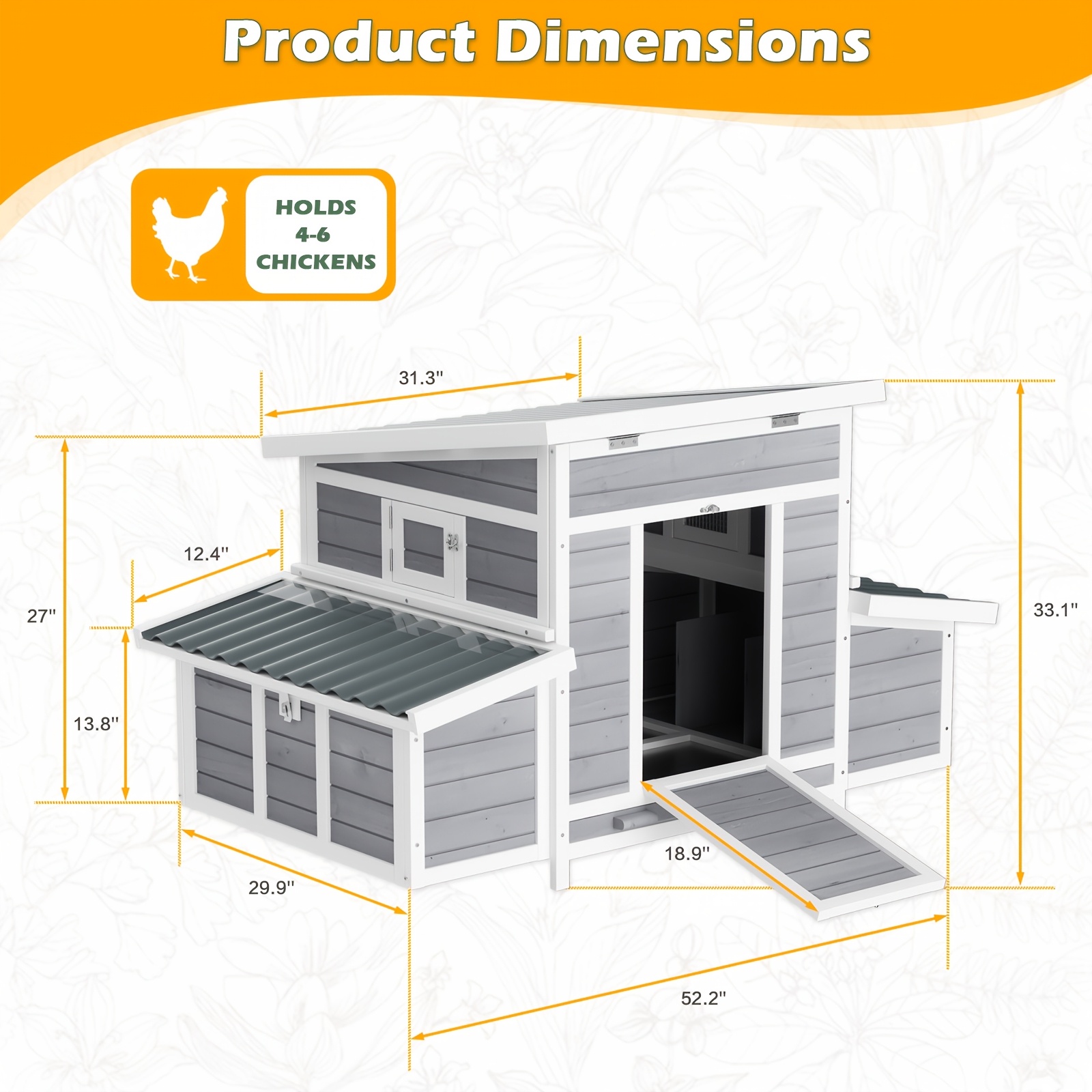 wooden chicken coop outdoor poultry cage rabbit hutch duck coop   for backyard with nesting box tray windows