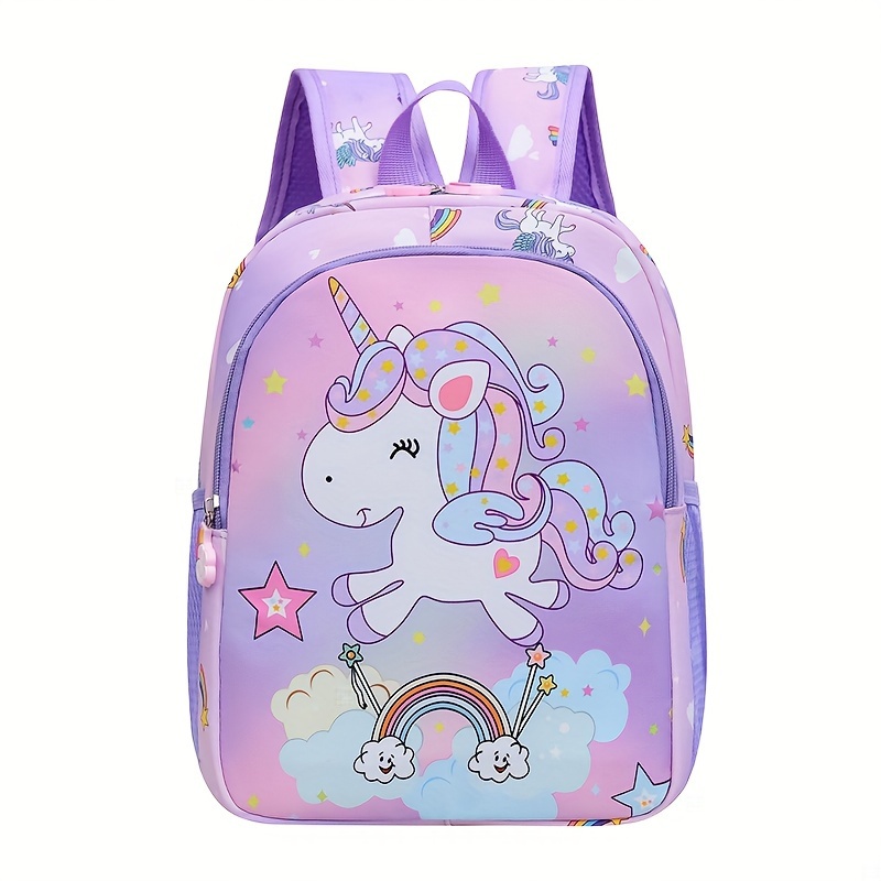 TEMU Children's Princess Backpack With Side Net Pocket For Bottle Umbrella, Men's And Women's Schoolbags For College & Library