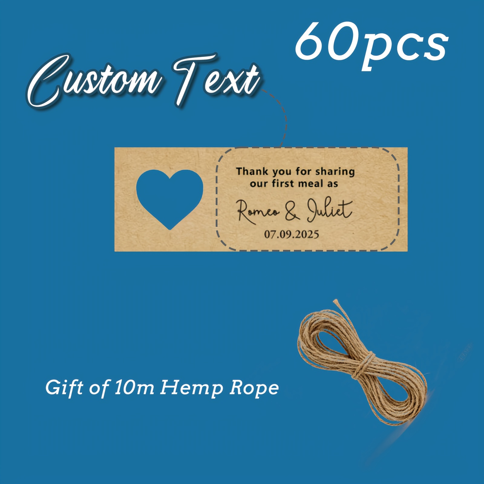 TEMU 60/120pcs Of Custom Gift Tags Personalized Labels With Heart-shaped Design Suitable For Many Occasions, Weddings Birthdays, First Communion,