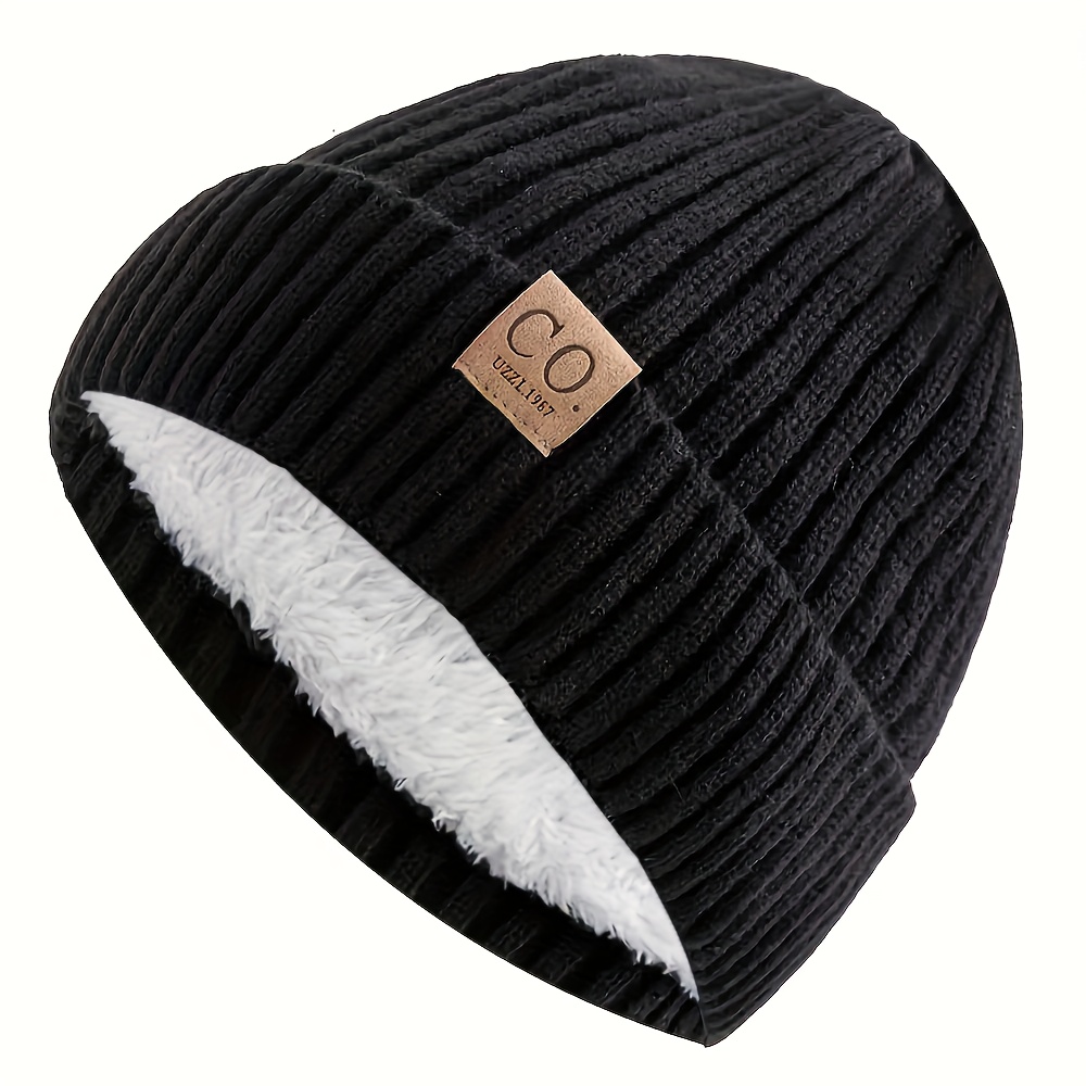 

1pc Knitted Hat With Thickened And - Fashionable Contrasting For Couples, Suitable For