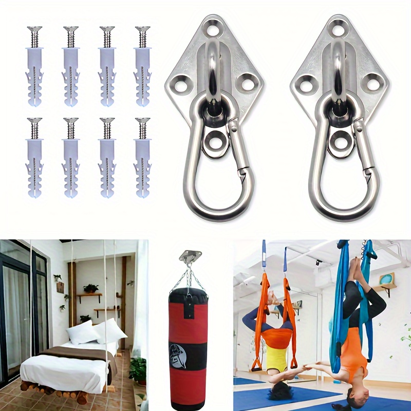 

2pcs Heavy-duty 304 Stainless Steel Wall/ceiling Hooks - Rust & Mold Resistant, With Eye Plates For Rocking Chair Installation