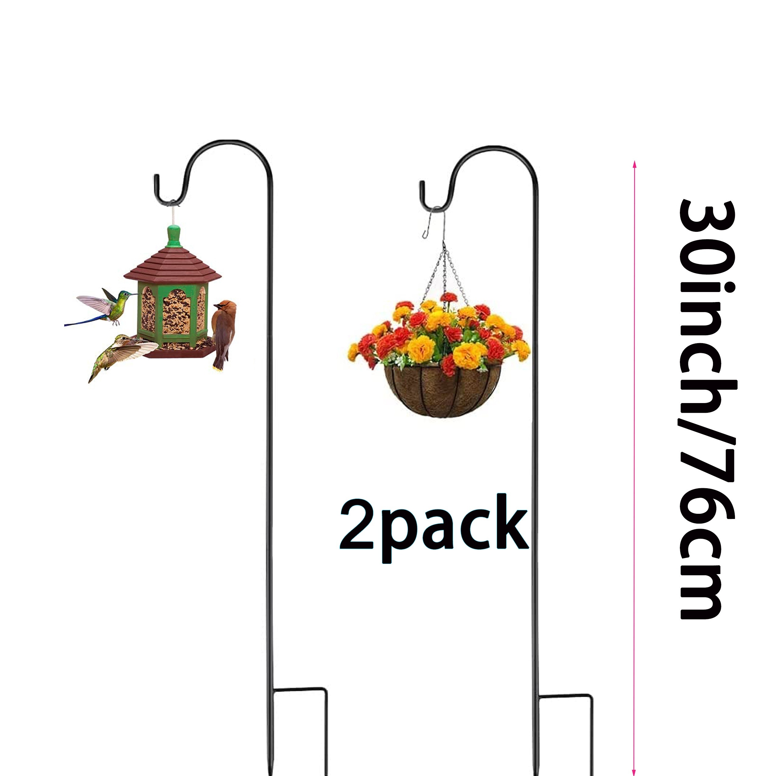 Image of Shepherds Hooks For Garden Lights, 2pcs 62inch Metal Garden Stake Plants Hooks Hangers, Adjustable, For Lantern, Birdfeeder, Solar Lights, Christmas Lights, Plant Basket, , Wind Chime