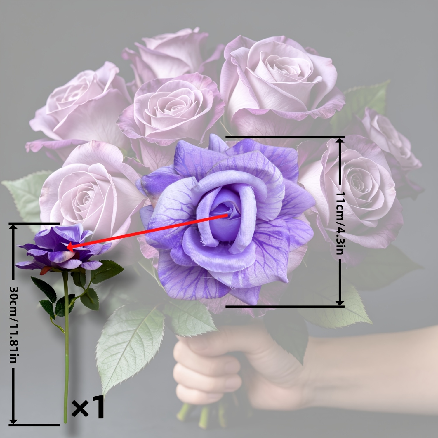 TEMU 11cm Large High-end Artificial Flower - Gradient - 1pc - With Detailed Texture - High-end Artificial Flower - Realistic And Textured - Purple -
