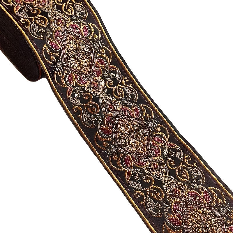 TEMU Bordure de ruban en dentelle jacquard brodée vintage pour des fins décoratives en couture, artisanat et décoration intérieure