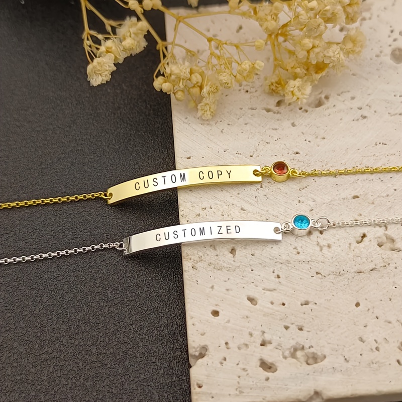 Personalized Birthstone Name Bracelet For Mom, Custom Family Charm Bracelet With Kids Names Gift For Grandma Gold Or Silver Engraved Jewelry