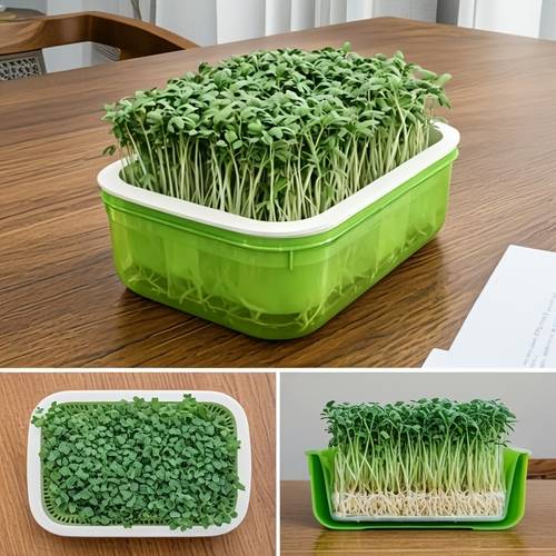 6pcs seedling tray set 3 white grids trays home hydroponic bean sprout planting pot tiered draining bean sprout jar kitchen balcony soil free planting artifact household bean sprout machine automatic sprouting pot bean sprout jar pea