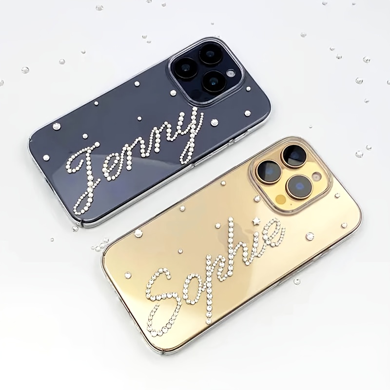 TEMU 1 Custom Rhinestone Phone Case With Name & Text, Shiny Bride Groom Bridesmaid Groomsmen Design â Unique Christmas Valentine's Day Gift For