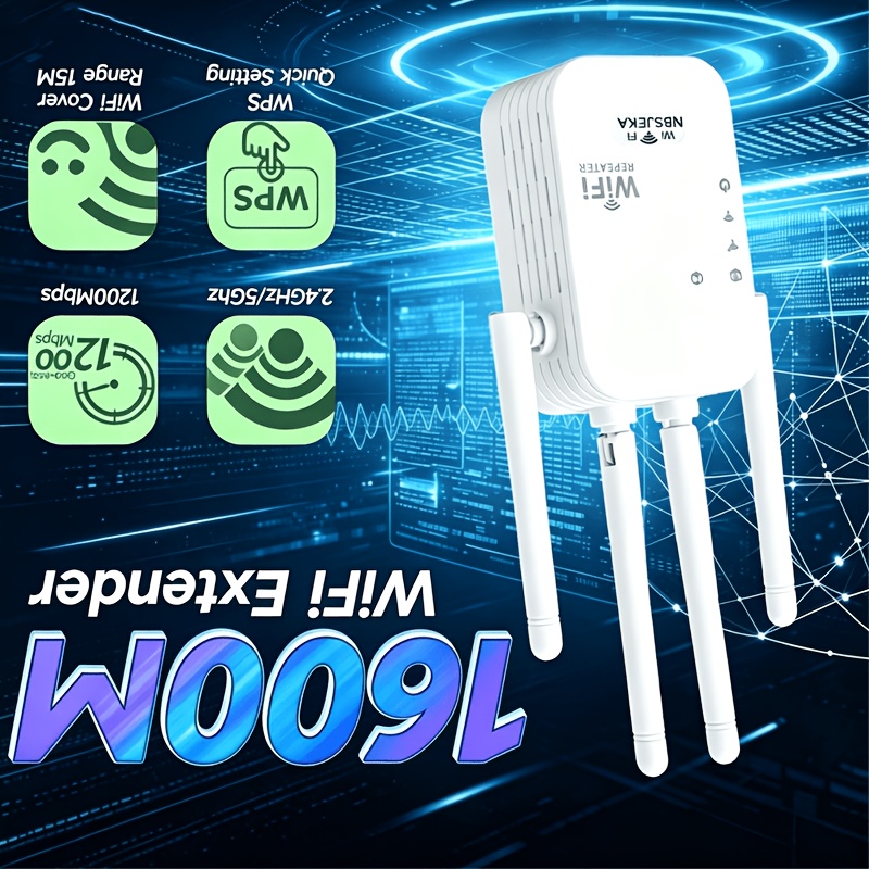 TEMU 1600mbps Wifi 4 Mesh Repeater Range Extender, Compatible With Smart Home Wireless Signal Amplifier, Suitable For Wifi Coverage In Homes, Cafes,