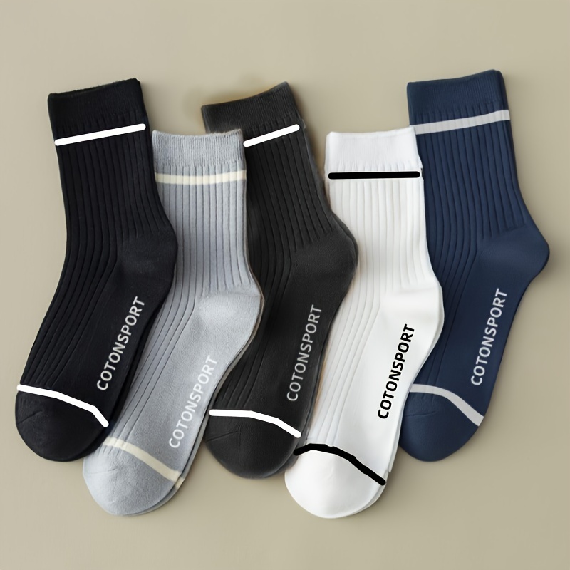 Calcetines Tobilleros de Compresión para Hombres - 5 Pares, Color Sólido, Transpirables, Absorción de Humedad, -Olor, Deportivos y Casuales, Ideales para Gimnasio, Invierno, Pantorrilla, Lavado a Mano