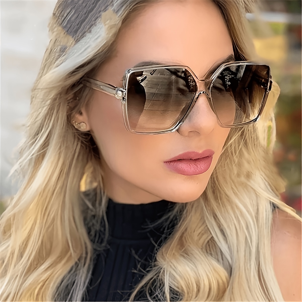 

Oversized Square Frame Fashion Glasses For Women Men Anti Glare Sun Shades Glasses For Driving Beach Travel