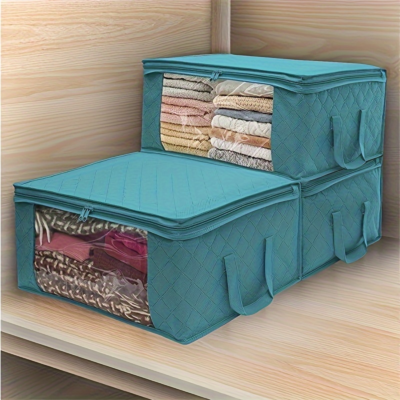 

3pcs Tote Bag, Clothing Storage, Foldable Blanket Storage Bag, Used For Organizing Bedroom Wardrobes, Bedding, Storage And Storage With And Handles