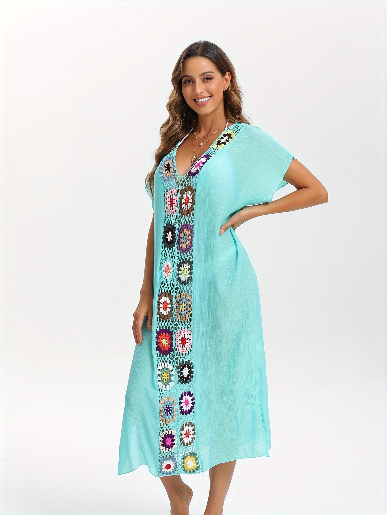 abito copricostume a uncinetto senza bikini maniche Temu Italy