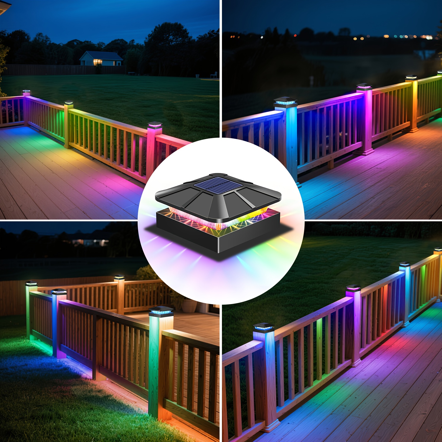 2/4 pièces Lampes Solaires RGB à Changement de Couleur, Lampes Solaires LED Extérieures Lumineuses RGB, 7 Modes d'Éclairage, Lumière Solaire pour Clôture, Terrasse, Escalier, IP65, Lumière Décorative pour Rue, Porche et Jardin, Lumières d'Ambiance Festive