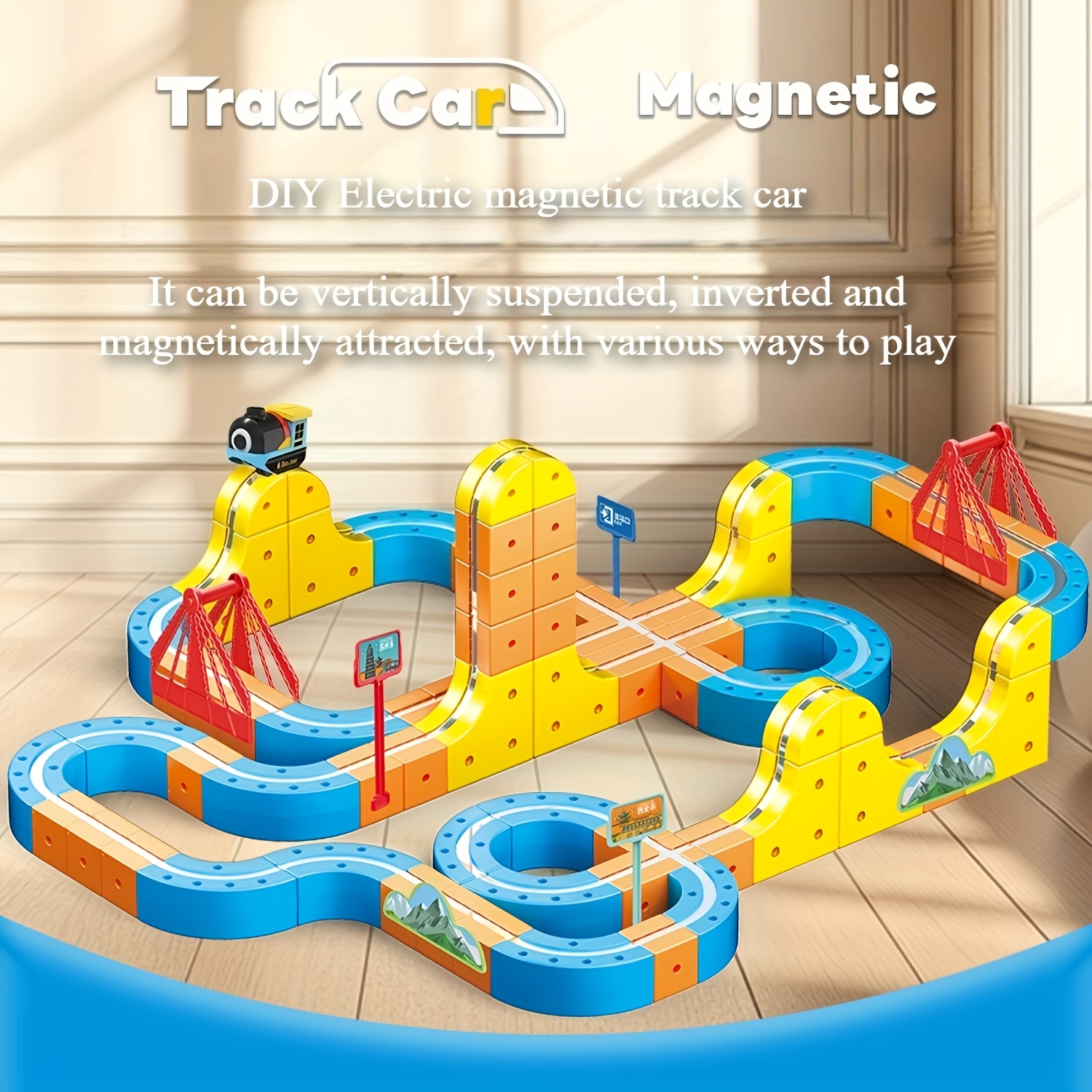 item picture 66 88 155pcs diy race car track building kits magnetic track car toys flexible race car track sets for children with electric train   kids train set toys for 3 year old boys girls birthday party gifts small   for boys