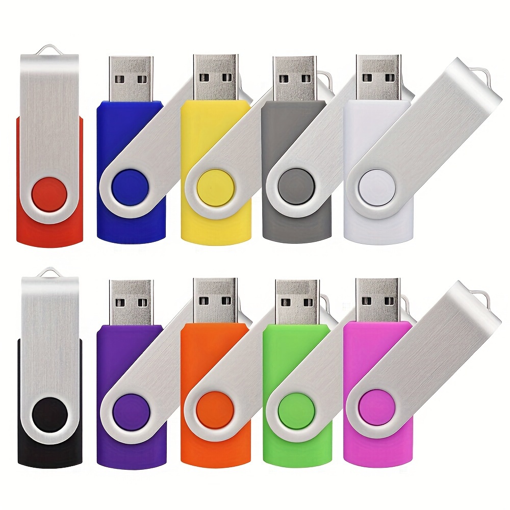 

10pcs 4GB/8GB/16GB/32GB/64GB USB, USB pivotantes couvercle pivotant en , 2.24 x 0.74 x 0.39 pouces, USB 2.0 multicolores, USB de stockage de données PC et ordinateur portable