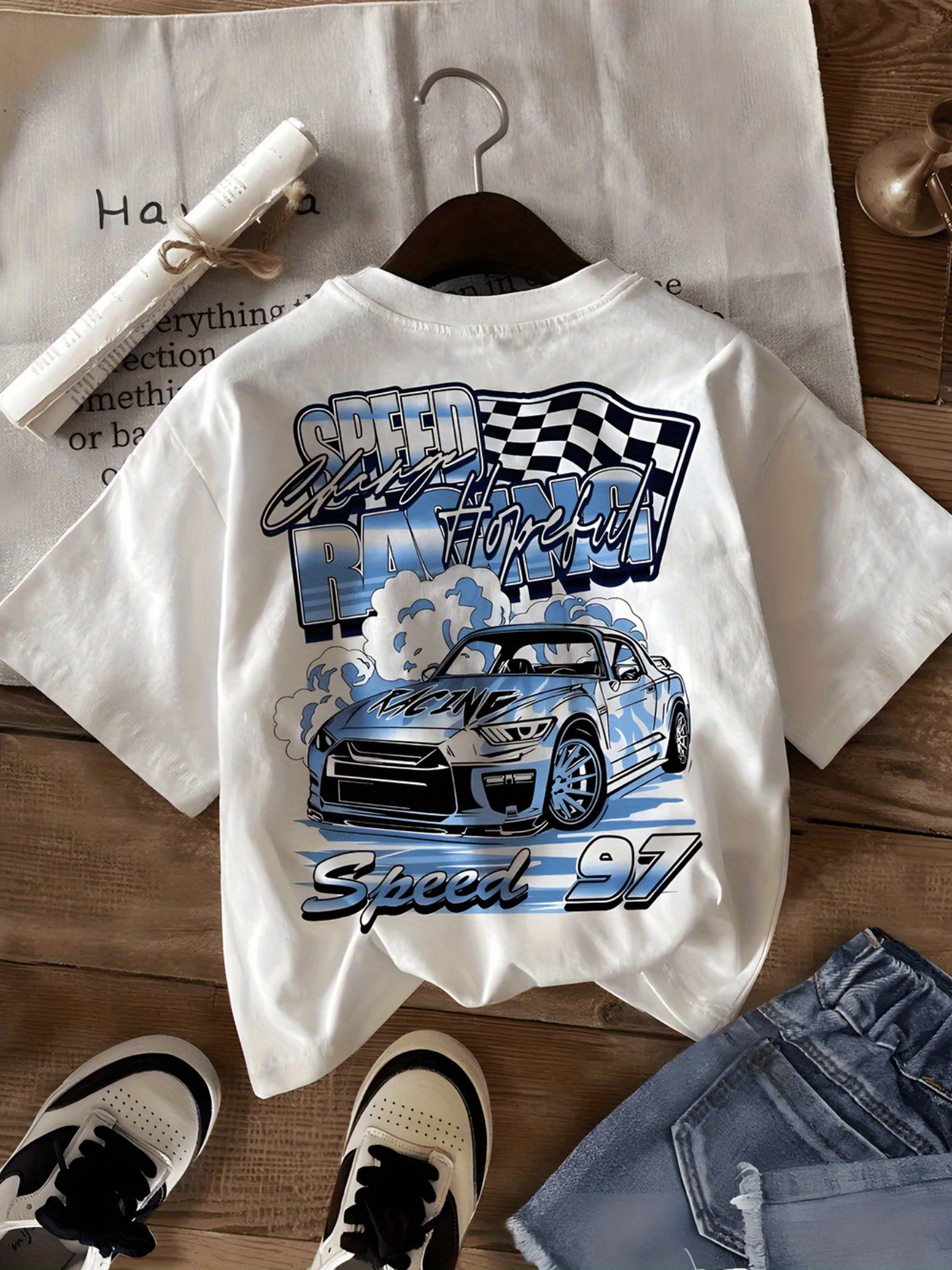 womens vintage racing graphic cotton t shirt san francisco speed     short sleeve round neck tee     matching outfits machine washable spring summer outdoor travel essential Product details 0