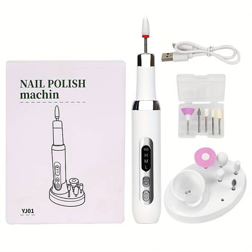 cloud speed adjustable 35 000 rpm electric nail drill with 12 grinding heads usb rechargeable cordless options ergonomic handle interchangeable drill bits for manicure pedicure nail art formaldehyde free plastic nail drill for nails manicure tools sleek beauty tool durable construction