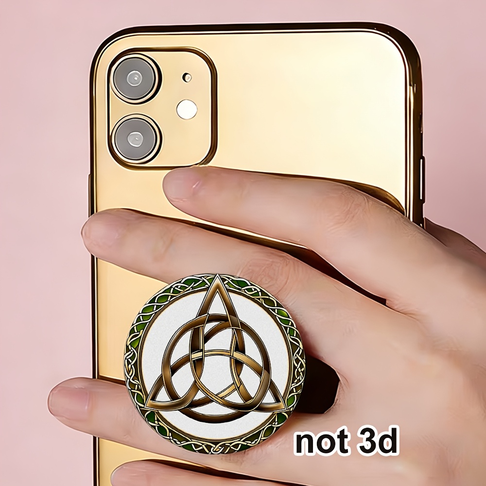 TEMU 2d Shamrock Knot Decor Phone Stand, Suitable For Smartphones, Foldable And