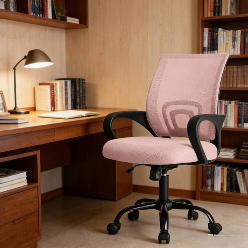 height adjustable office desk chair with lumbar support rocking mode fixed armrests swivel computer gaming chair for conference meeting rooms