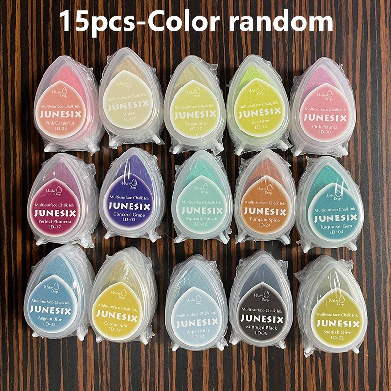 Image of 15pcs Set Of Assorted Color Droplet Pigment Sticky Matte Ink Pads, Ideal For Scrapbooking, Painting, And Rubbings. Random Color