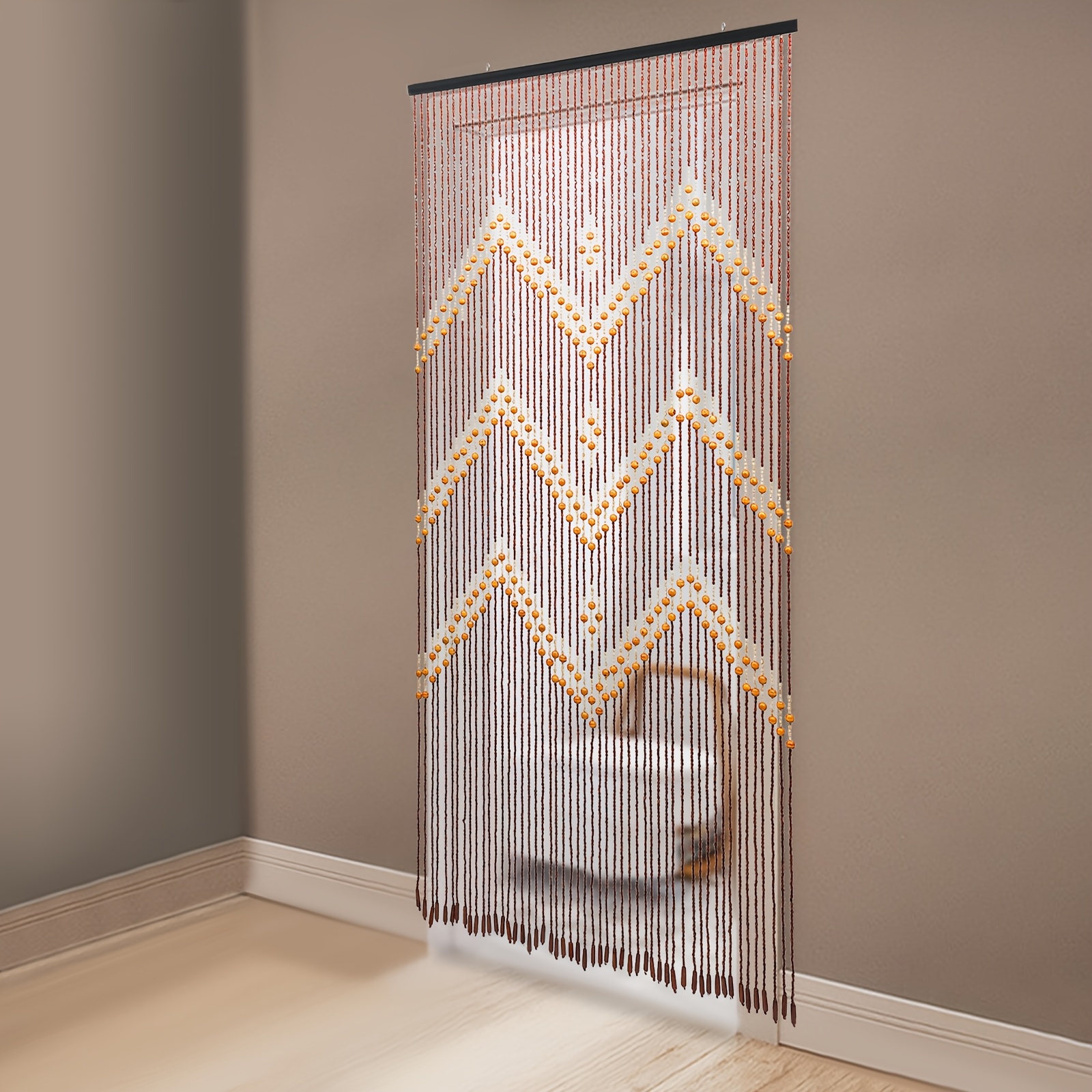 35.43*76.77inch Natural Wooden Door Beaded Curtain Doorway Beads Bamboo-like Window Front Door Decor Curtains Home Decor Gift Set