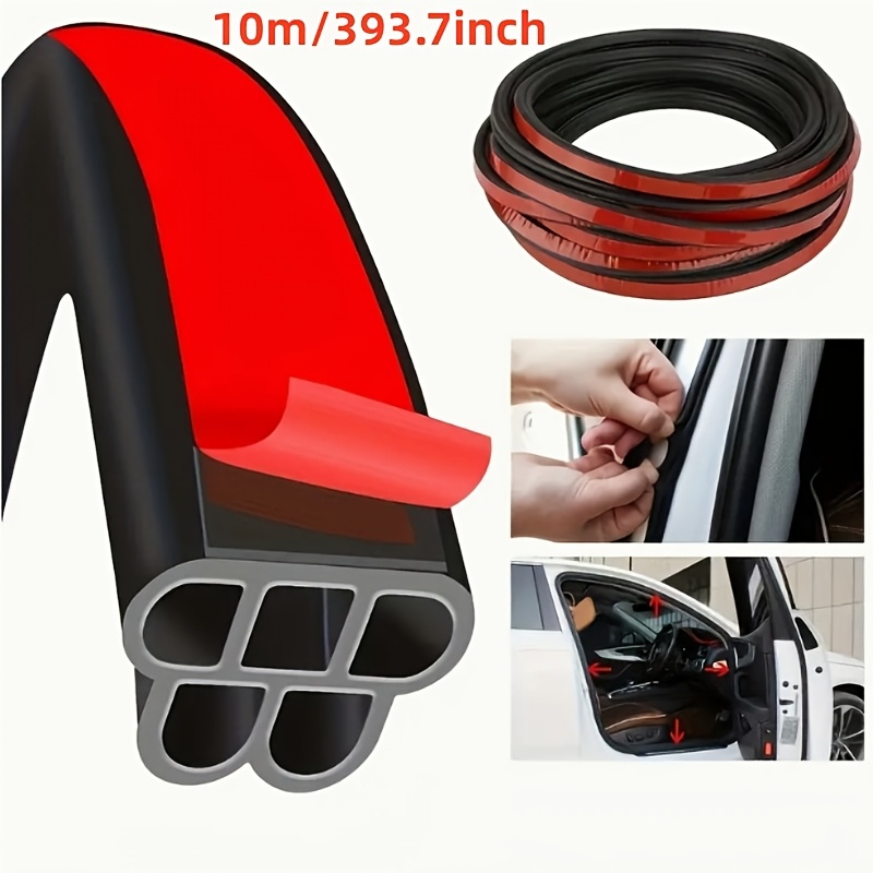 

1pc 10m/393.7inch Car Noise Insulation Seal Strip, Front Placement, Weather Stripping Rubber Sealing Tape For Vehicle Door Window Gap Filler